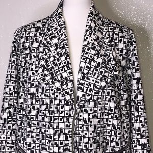 CHICO’S Black White Geometric Tiles Jacket Size 3
